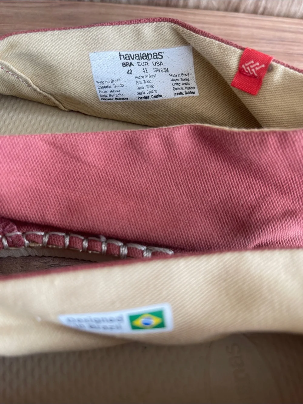 Havaianas Espadrille Slip On Sandals Canvas Shoes Rose / cream Womens 10 Men 8.5